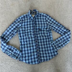 Abercrombie Blue and Pink Plaid Patterned Button-Down